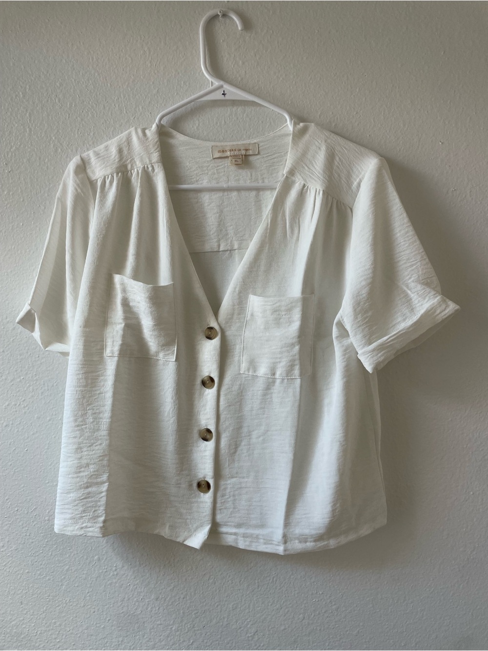 Monteau Ivory Button-Front Short Sleeve Shirt